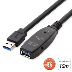 M-0807 | CABO EXTENSOR USB 3.0 COM AMPLIFICADOR DE SINAL COM 15MT