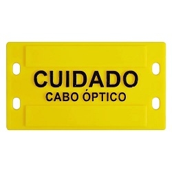 M-0392 | PLAQUETA DE ACRÍLICO AMARELA, DE ADVERTÊNCIA PARA FIBRA ÓPTICA